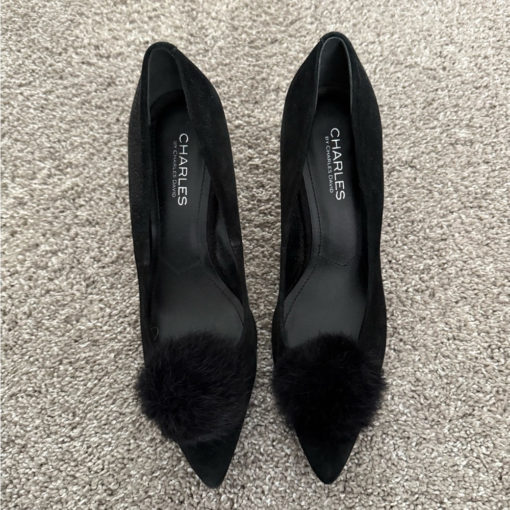 Charles by Charles david black heels with Pom Pom